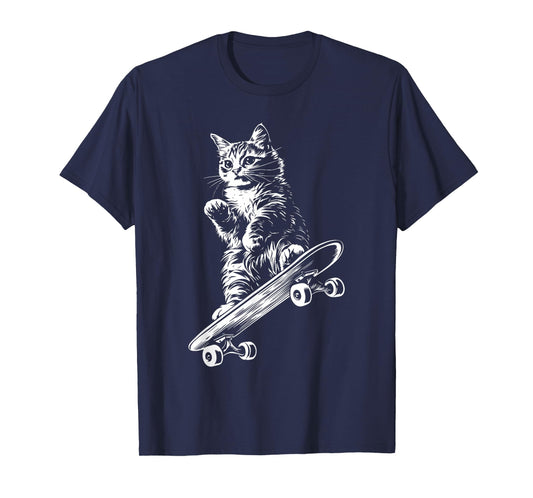 Funny Cat Skateboard Skater Graphic T-Shirt