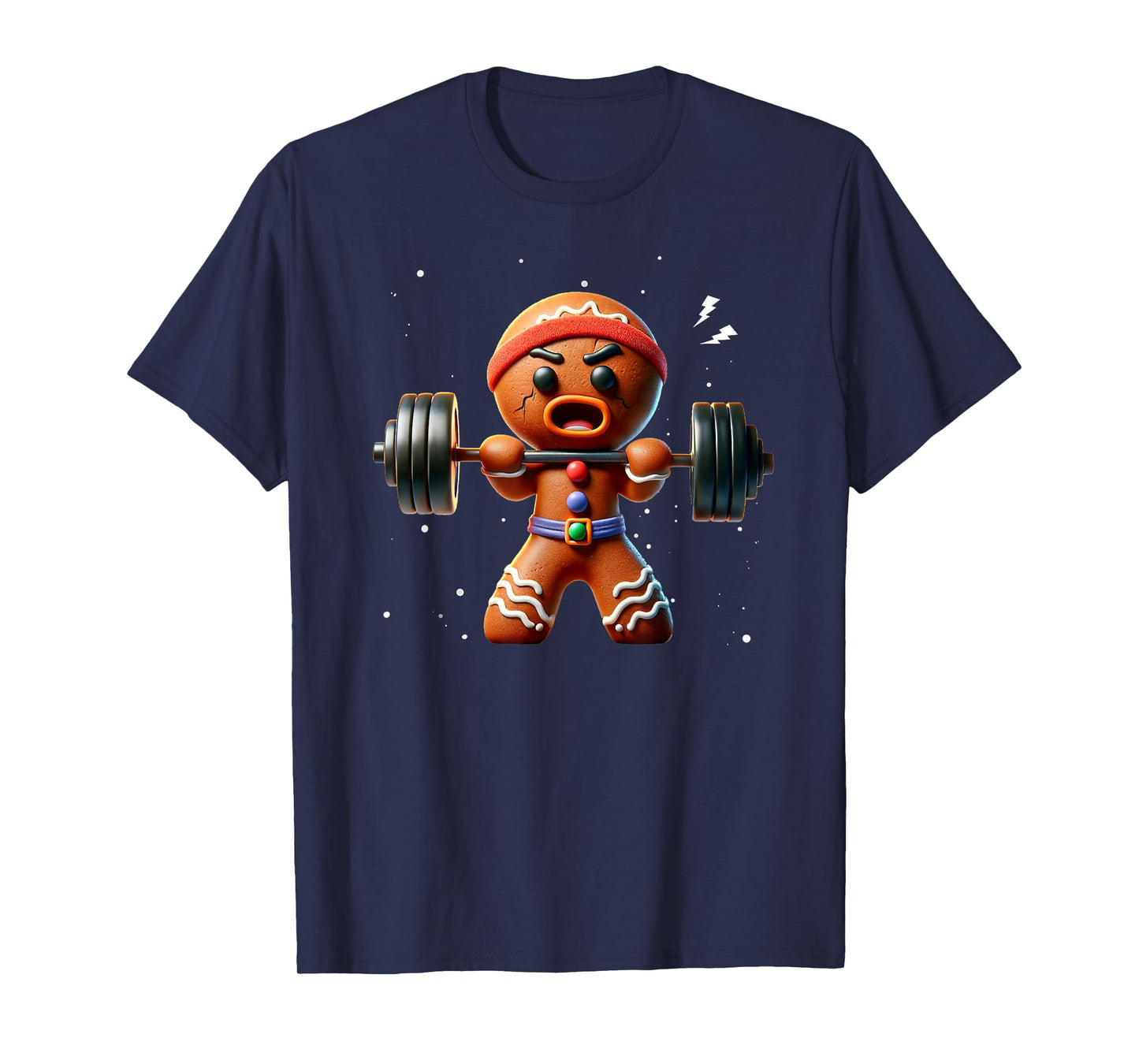 Funny Gym Workout Gingerbread Man Weightlifting Christmas T-Shirt