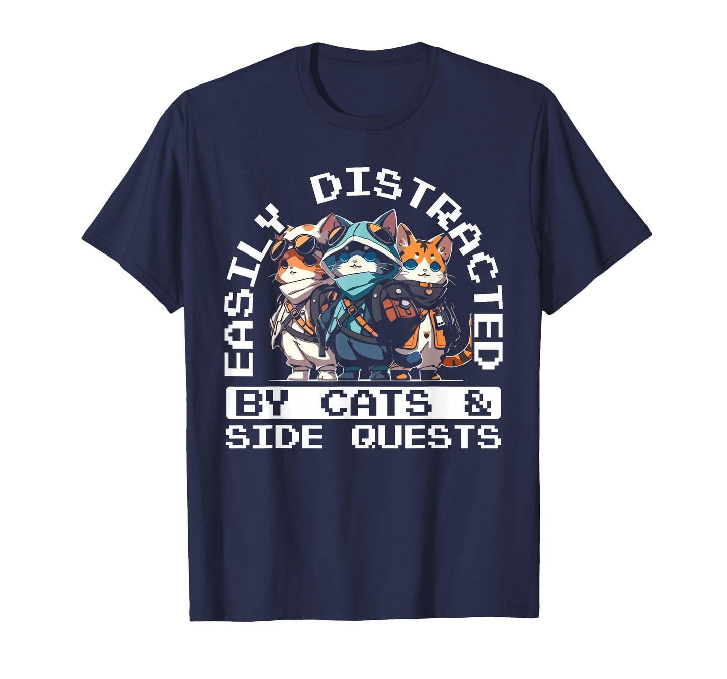 RPG Gamer Cats Distraction During Side Quest Nerdy T-Shirt