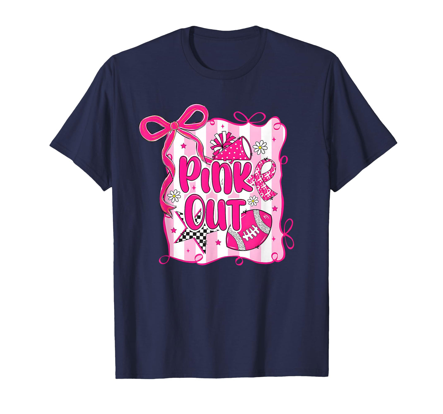 Retro Floral Pink Out Breast Cancer Awareness Tackle Cancer T-Shirt