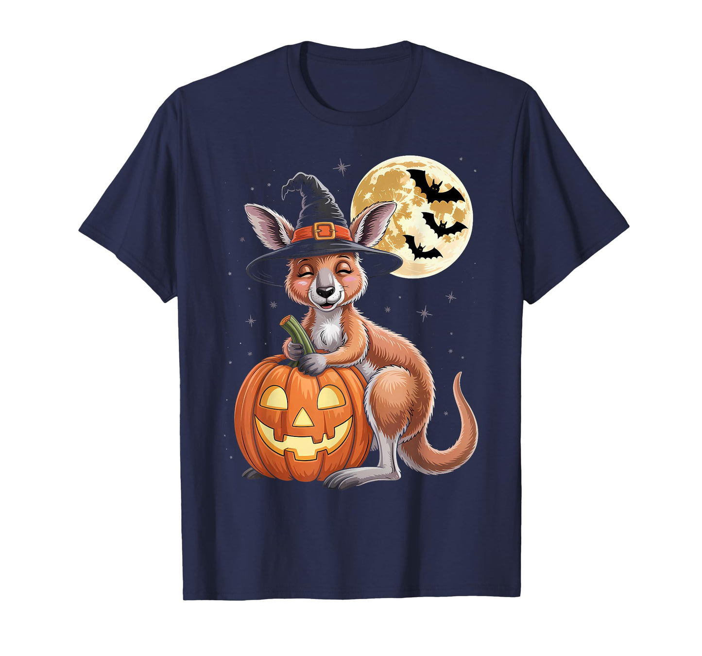 Halloween Kangaroo Witch Hat Pumpkin Spooky T-Shirt