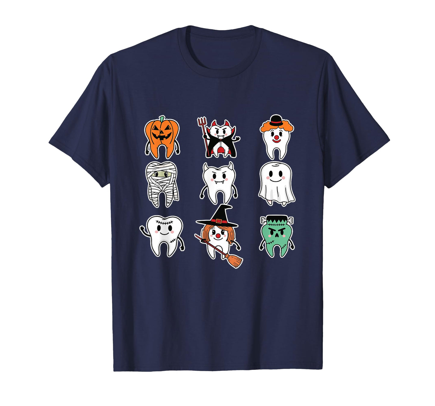 Teeth Ghost Dentist Dental Halloween Ghost Dental Crew T-Shirt