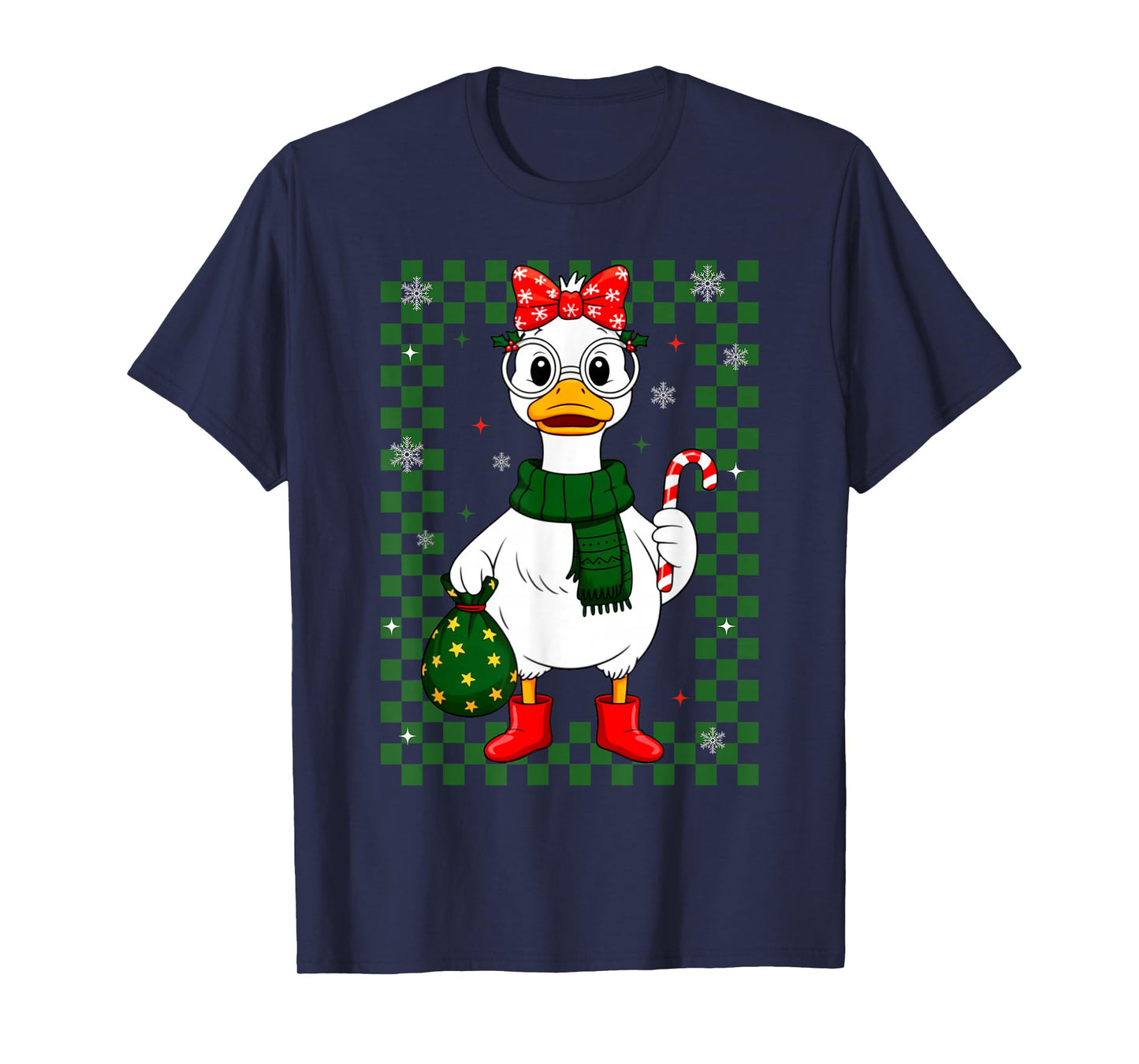 Christmas Candy Cane Goose Matching Couple Xmas Boys Girls T-Shirt