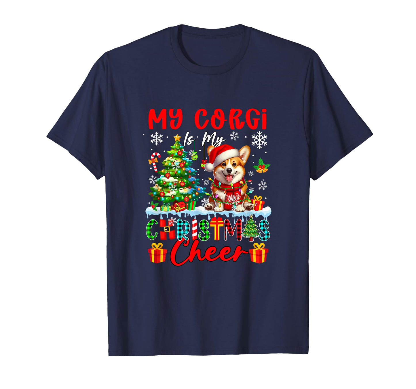 My Corgi is My Xmas Cheer Funny Santa Dog Owner Kids T-Shirt