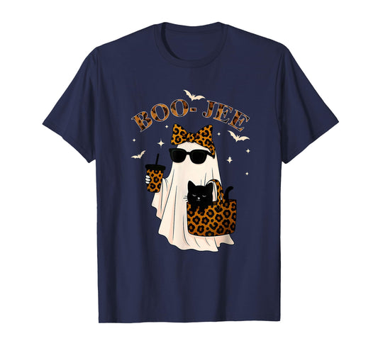Coquette Leopard Ghost Coffee Boo-JEE Halloween Boujee Ghost T-Shirt