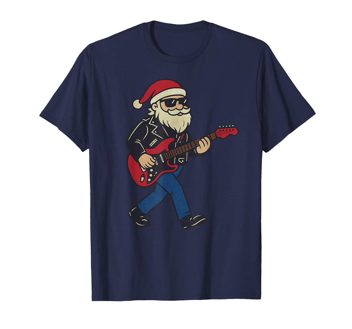 Santa Playing Rock Guitar Christmas Vintage Funny Xmas T-Shirt