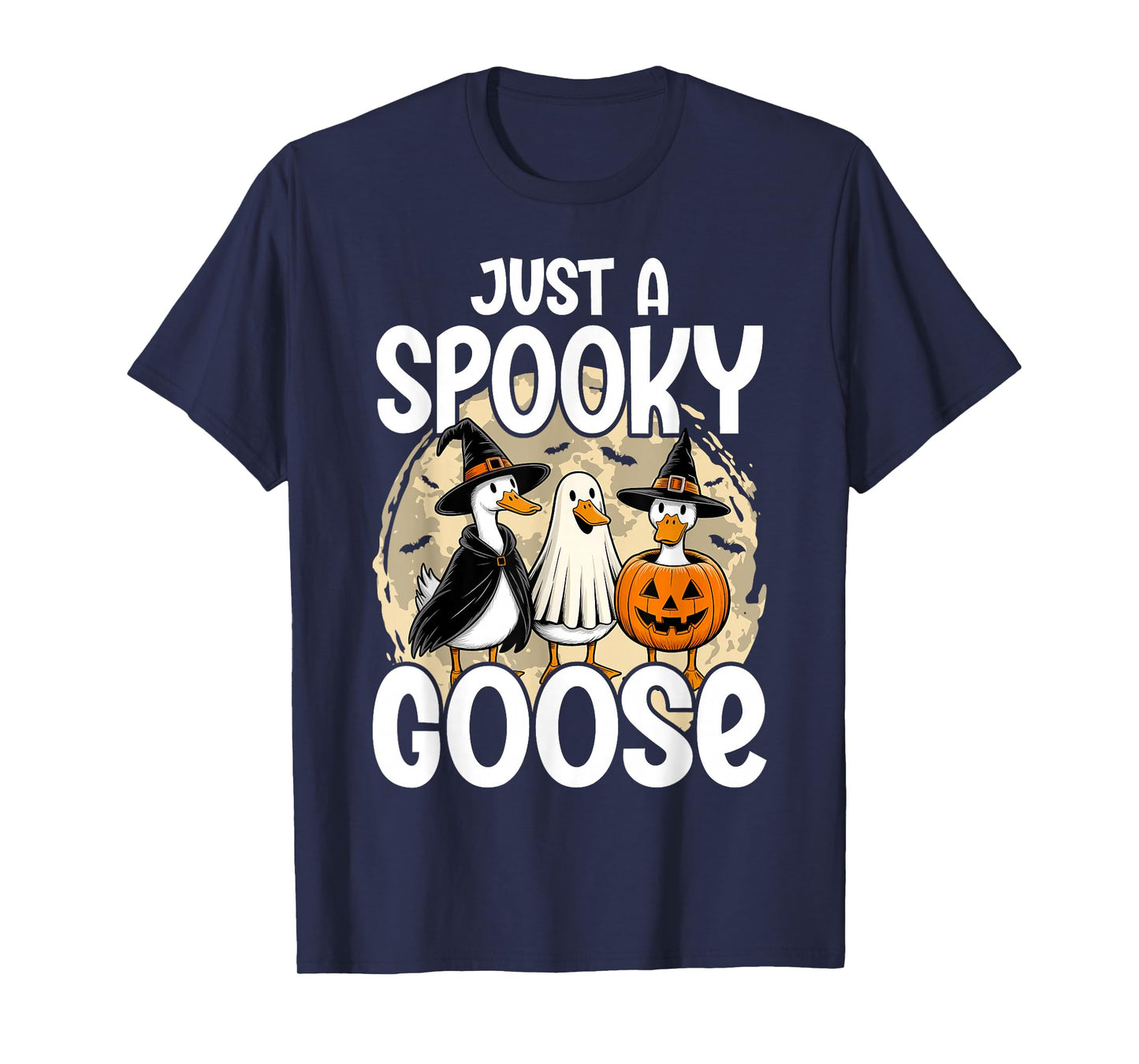 Spooky Goose Halloween Ghost Witch Pumpkin Costume Party T-Shirt