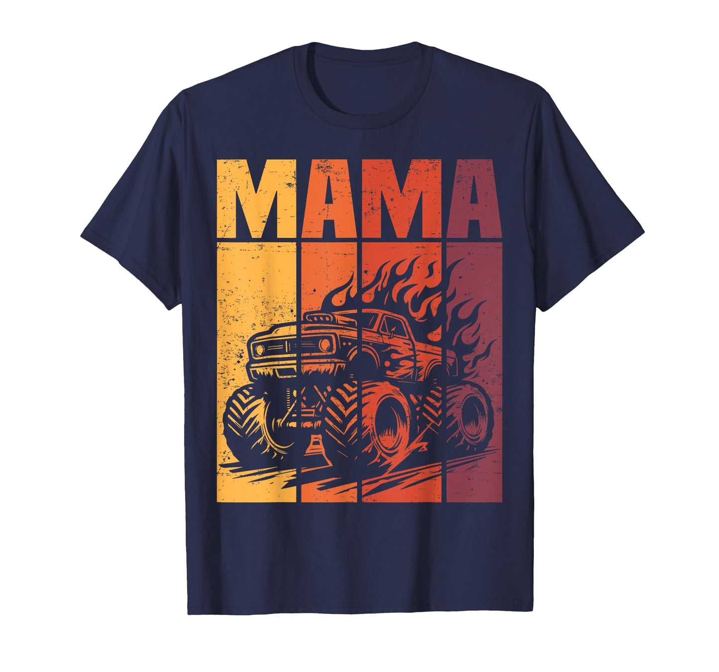 Retro Monster Truck Mama Matching Family Birthday Party T-Shirt