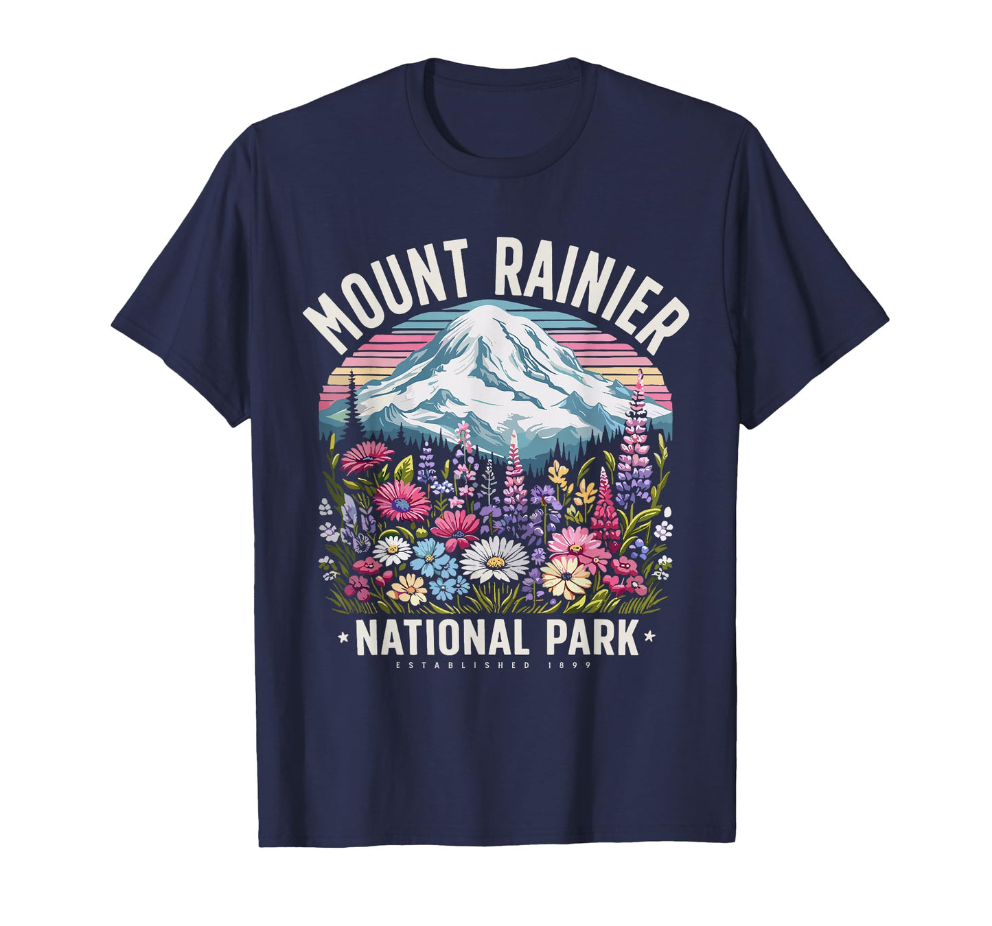 Floral Mount Rainier Washington Nature Lover Gift T-Shirt