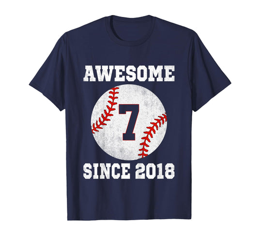 Kids 7th Birthday Baseball Player 7 Years Old Vintage Sports T-Shirt