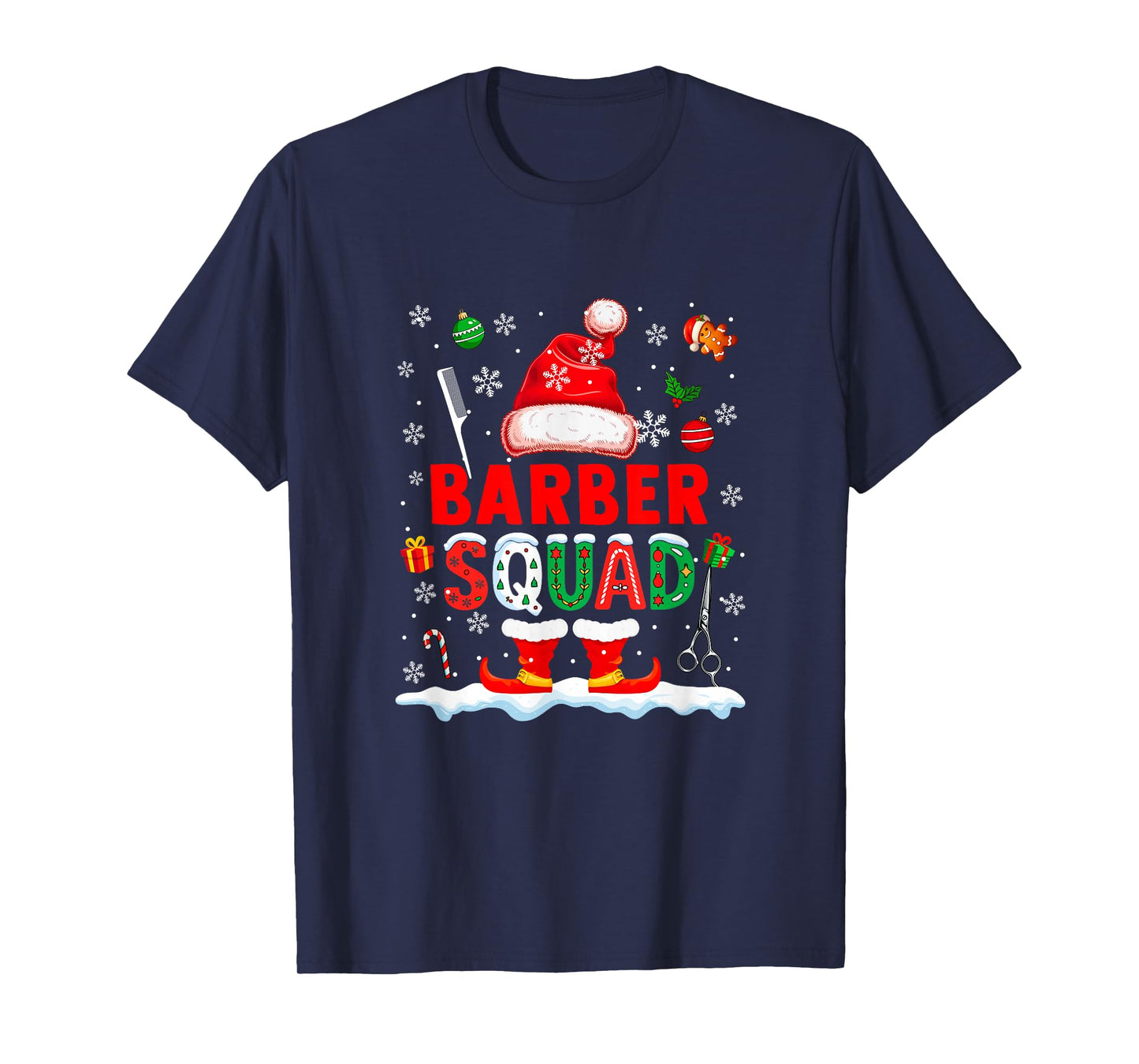 Barber Squad Men Job Christmas Santa Costume Bow Tie T-Shirt