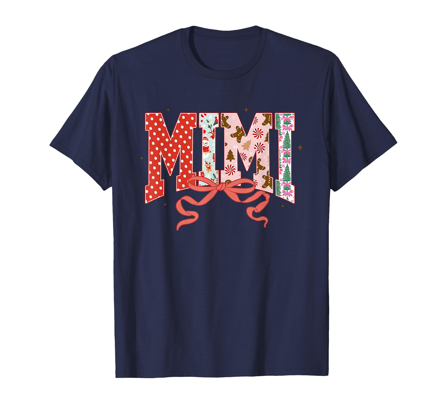 Mimi Cute Pink Coquette Bow Christmas Matching Family Xmas T-Shirt