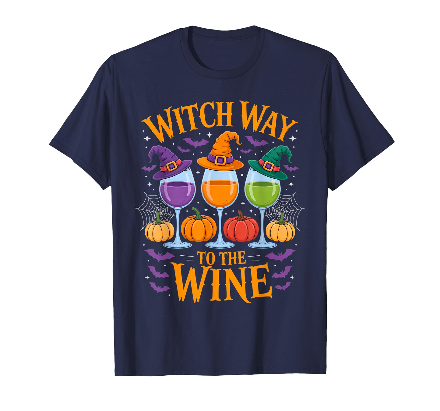 Witch Way to The Wine Funny Halloween Drinking Humor Outfit T-Shirt