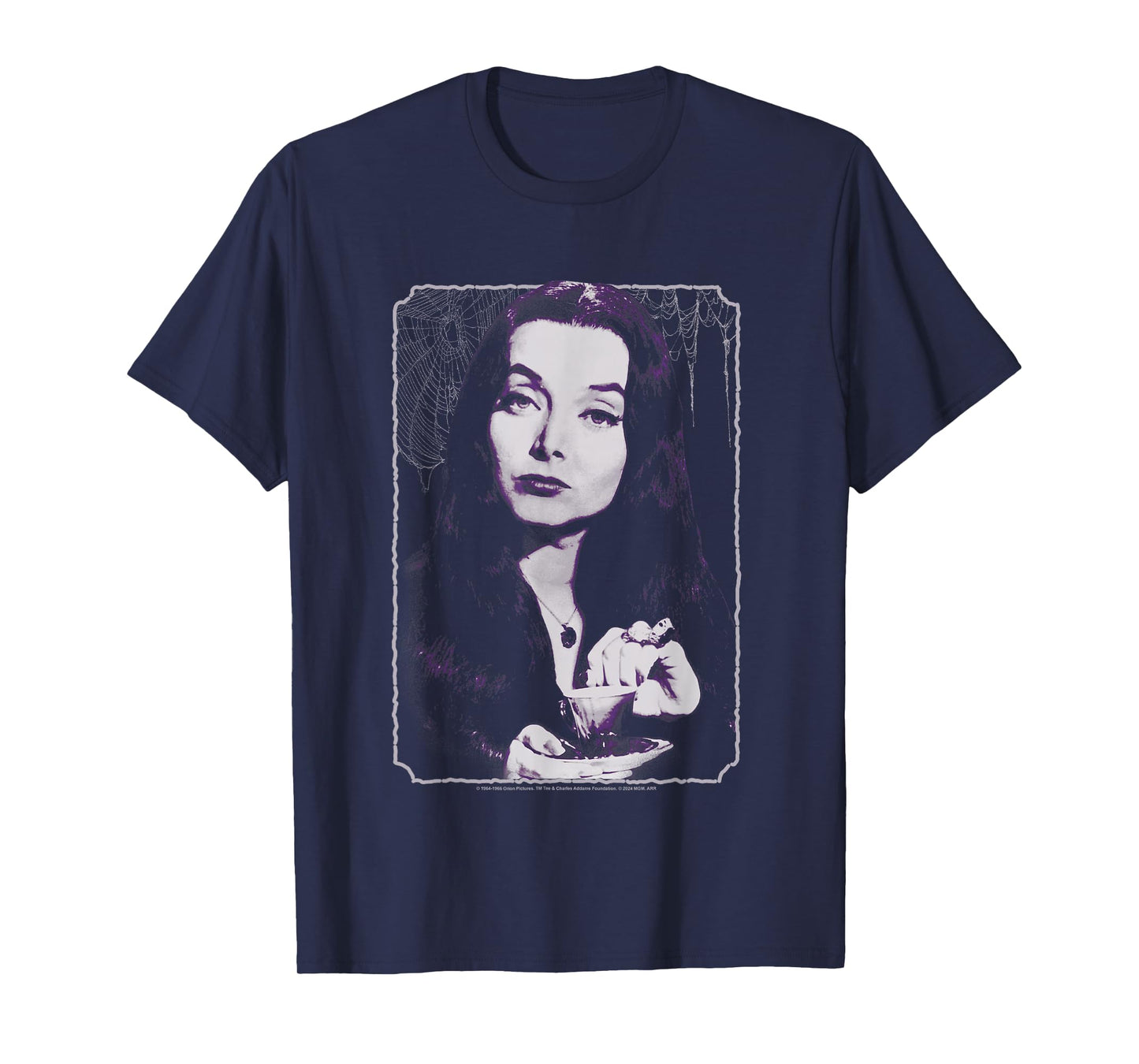 The Addams Family Morticia Drinking Tea Vintage Portrait T-Shirt