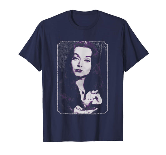 The Addams Family Morticia Drinking Tea Vintage Portrait T-Shirt