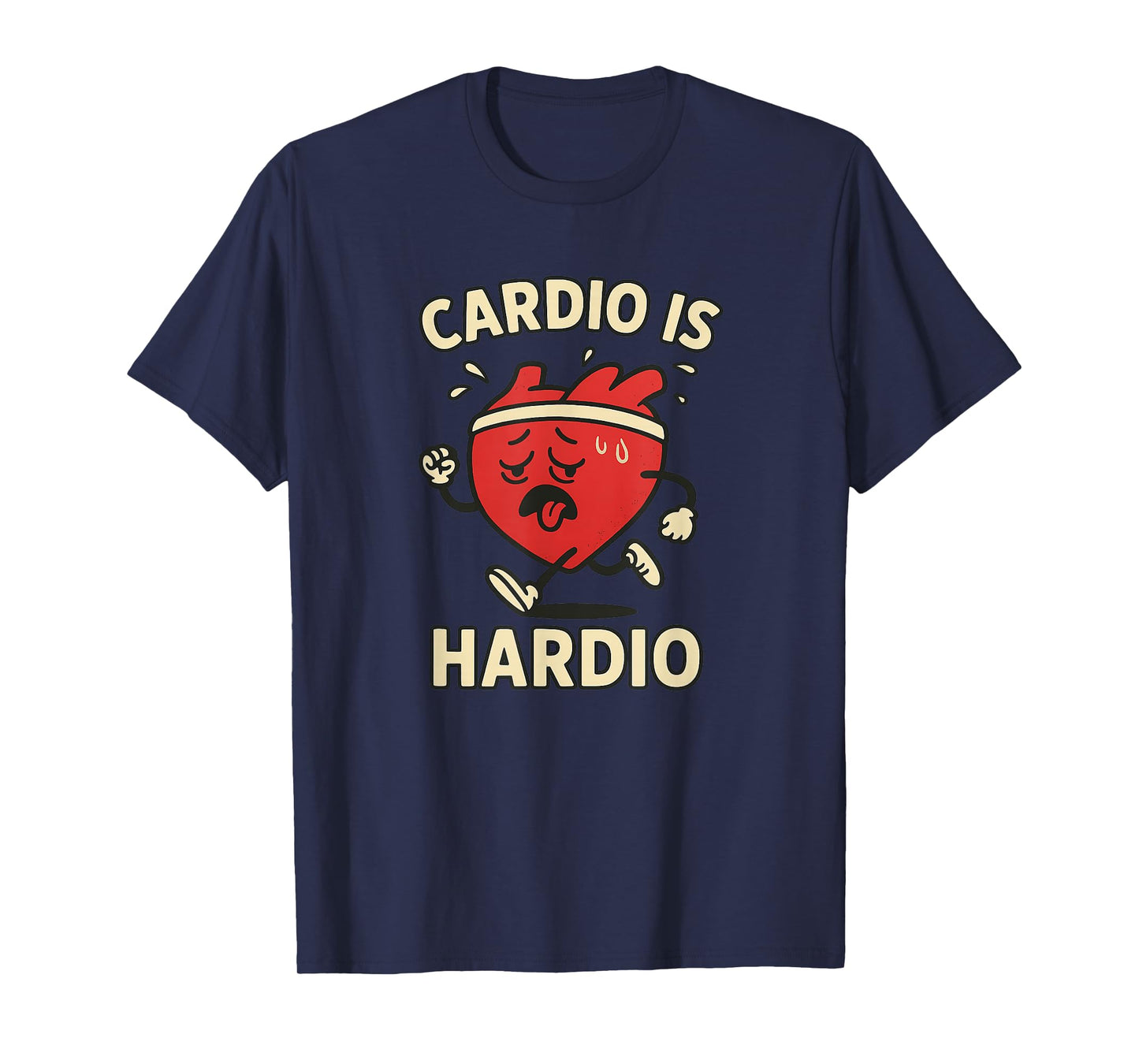 Cardio Is Hardio Tired Heart Running Cartoon T-Shirt