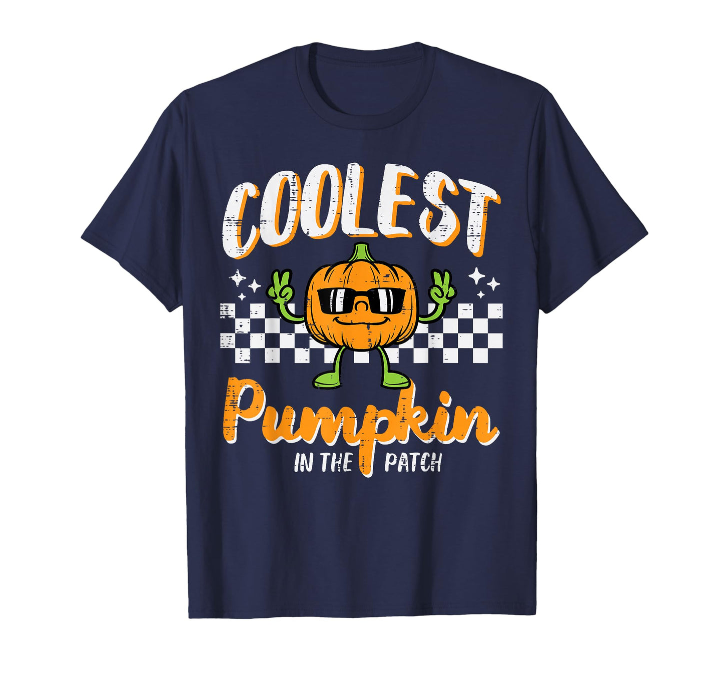 Coolest Pumpkin In Patch Halloween Retro Costume Groovy Boys T-Shirt