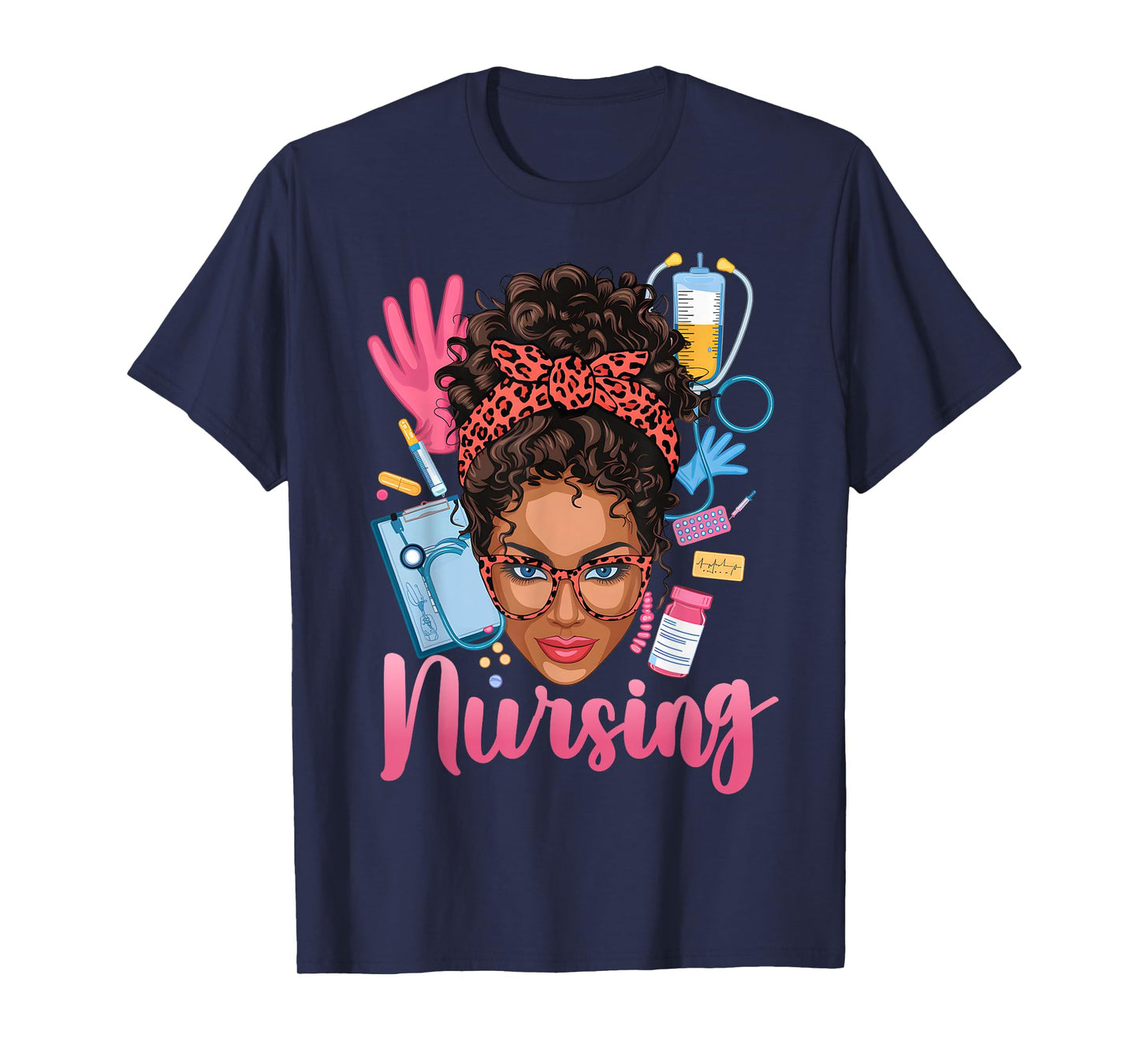Black Melanin Nurse Black History Month Afro Hair T-Shirt