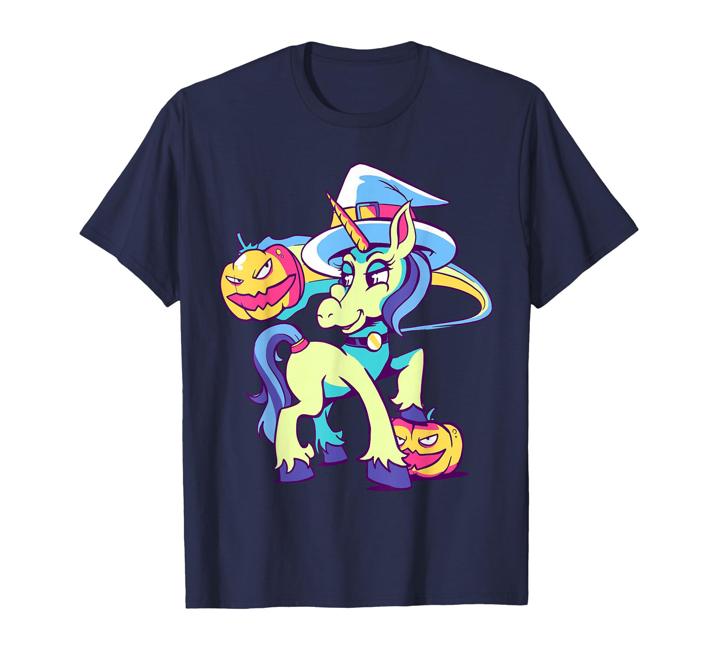 Witch Unicorn Halloween Pumpkin Funny Costume Design T-Shirt