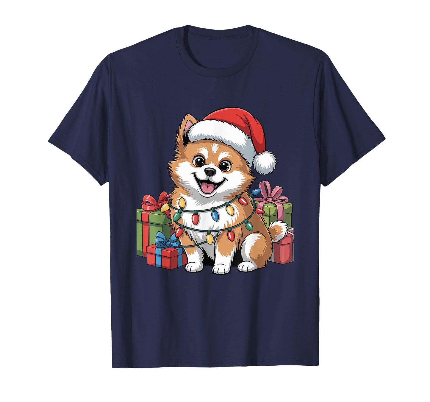 Cute Spitz Christmas Xmas Design Funny Dog Lover Holiday T-Shirt