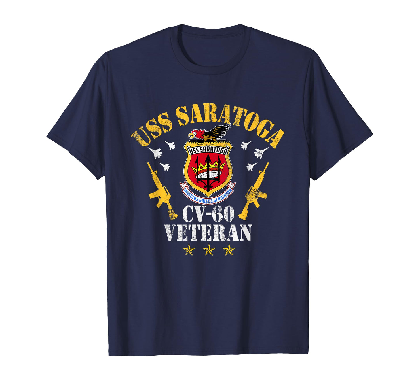 USS Saratoga CV-60 Aircraft Carrier Veteran Flag Vintage Men T-Shirt