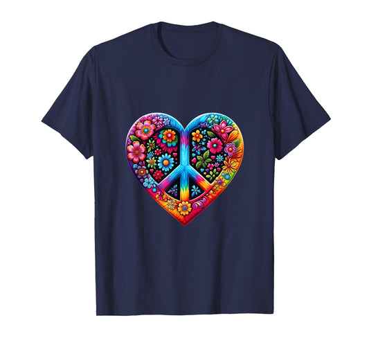 Love Peace Sign 60s 70s Groovy Hippie Flower Vintage Tie Dye T-Shirt