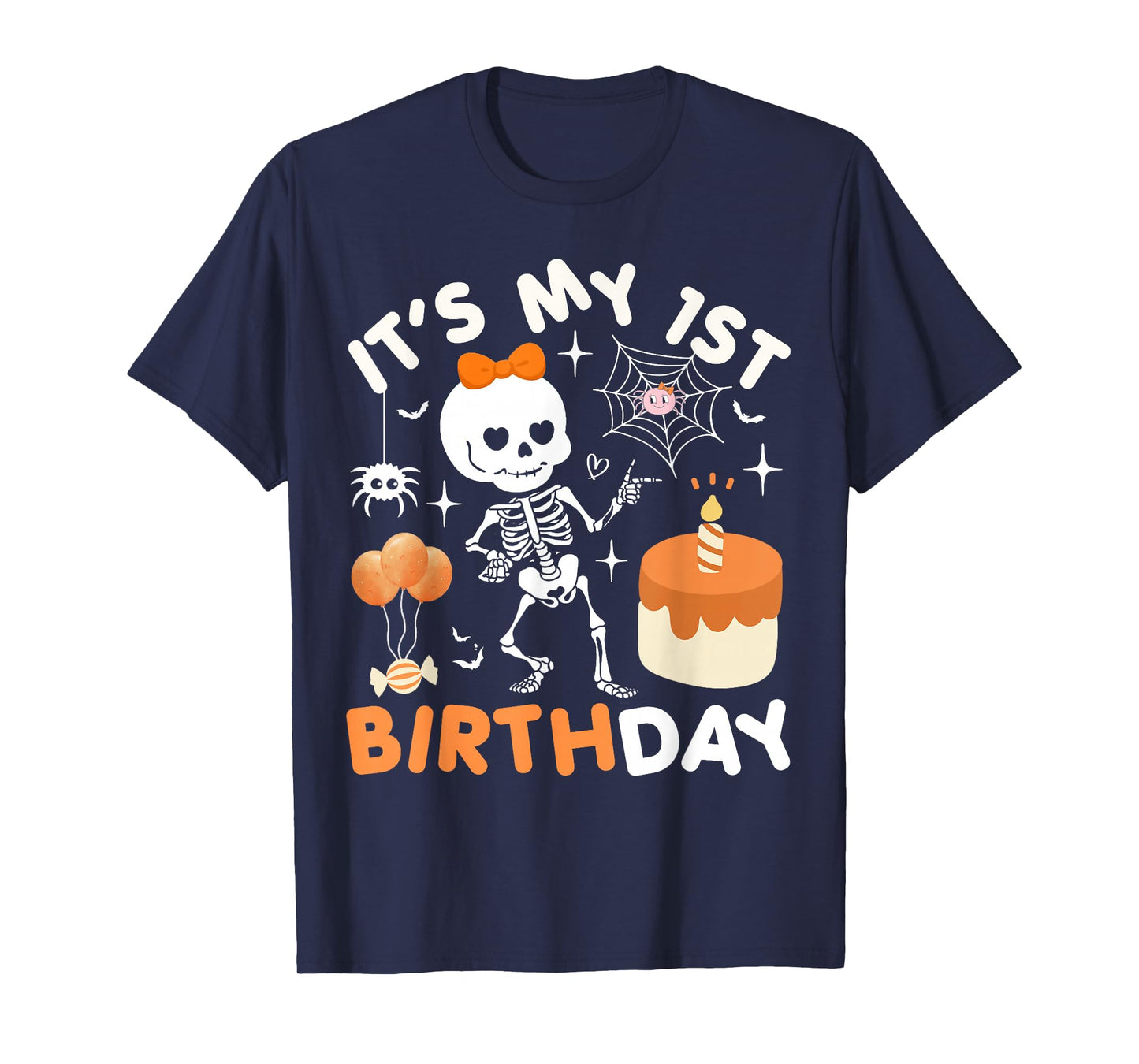 Its My 1st Birthday Funny Halloween Skeleton Birthday 1 Girl T-Shirt