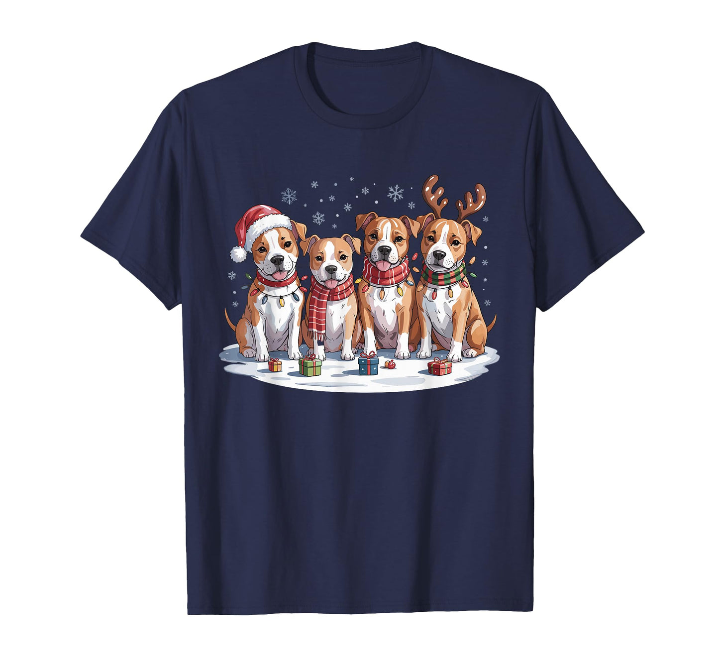 American Staffordshire Christmas Funny Puppies Dog Lovers T-Shirt