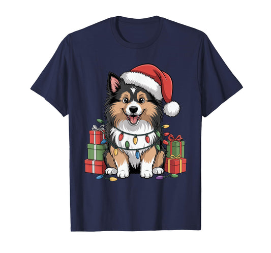 Cute Sheltie Christmas Xmas Design Funny Dog Lover Holiday T-Shirt