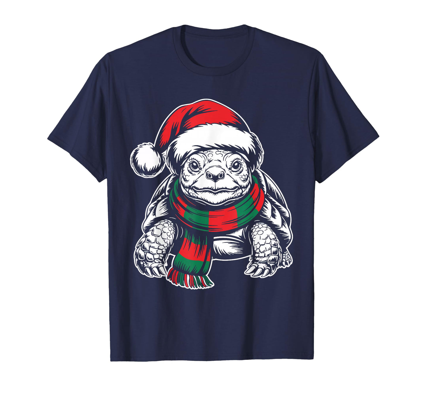 Tortoise Xmas Santa Hat Scarf Christmas Costume T-Shirt
