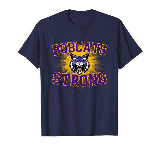 Hallsville Bobcats Logo Strong Flag HS T-Shirt