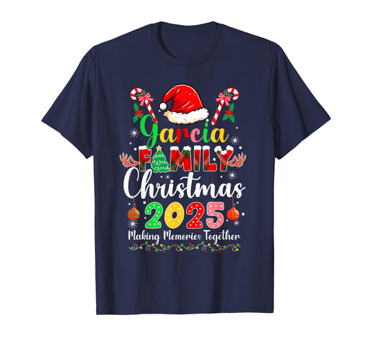 Garcia Family Christmas 2025 Matching Santa Hat Xmas Pjs T-Shirt