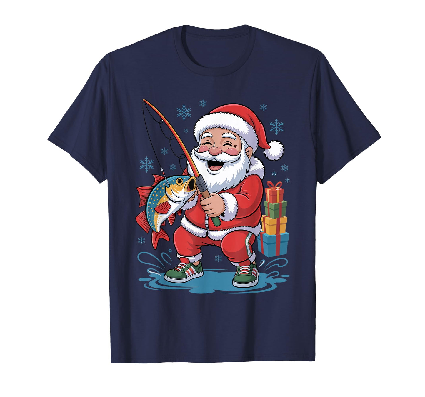 Fisherman Santa Funny Fishing Lovers Xmas Christmas Pajama T-Shirt