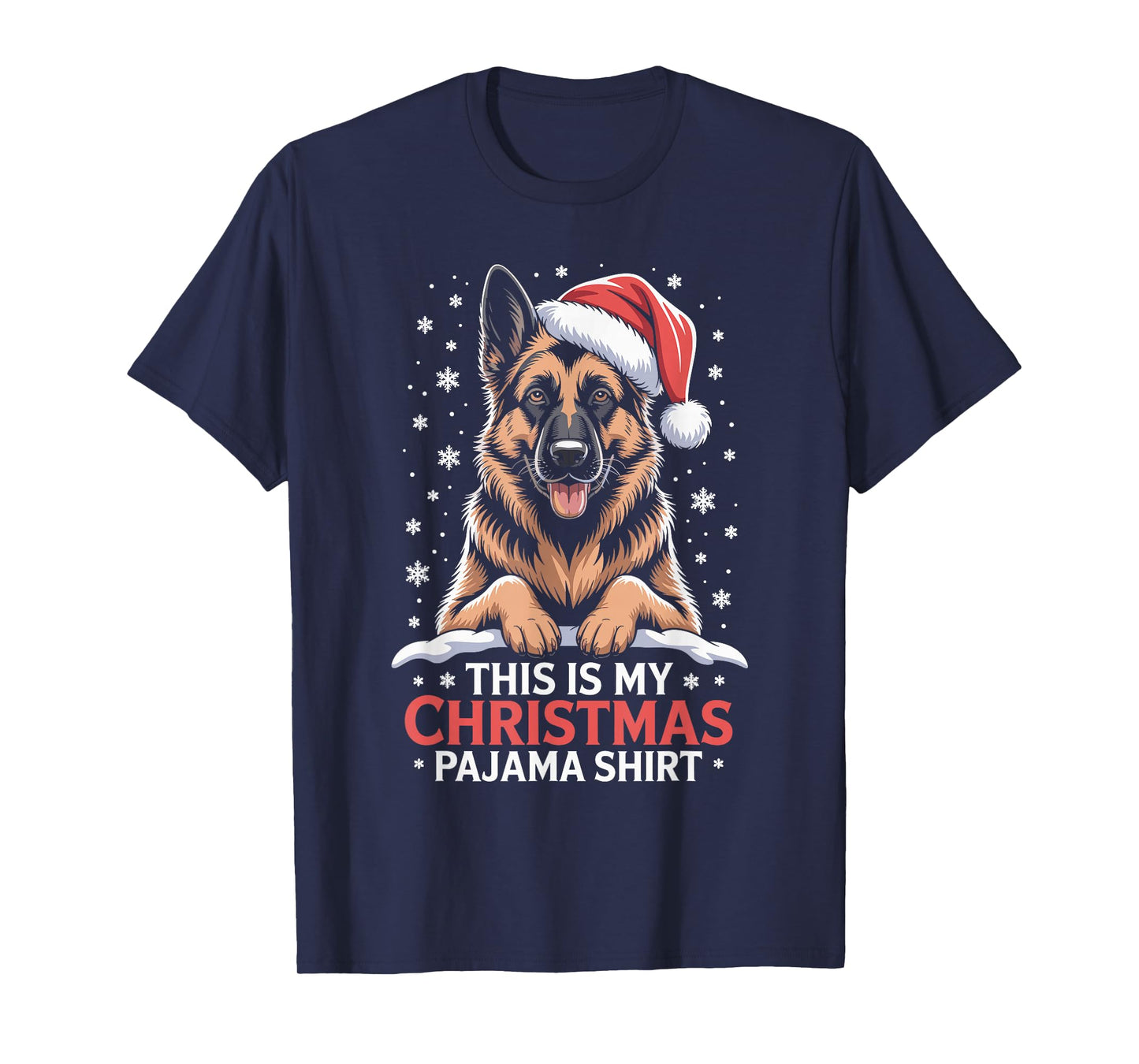 German Shepherd Santa Hat Christmas Dog Holiday Humor T-Shirt
