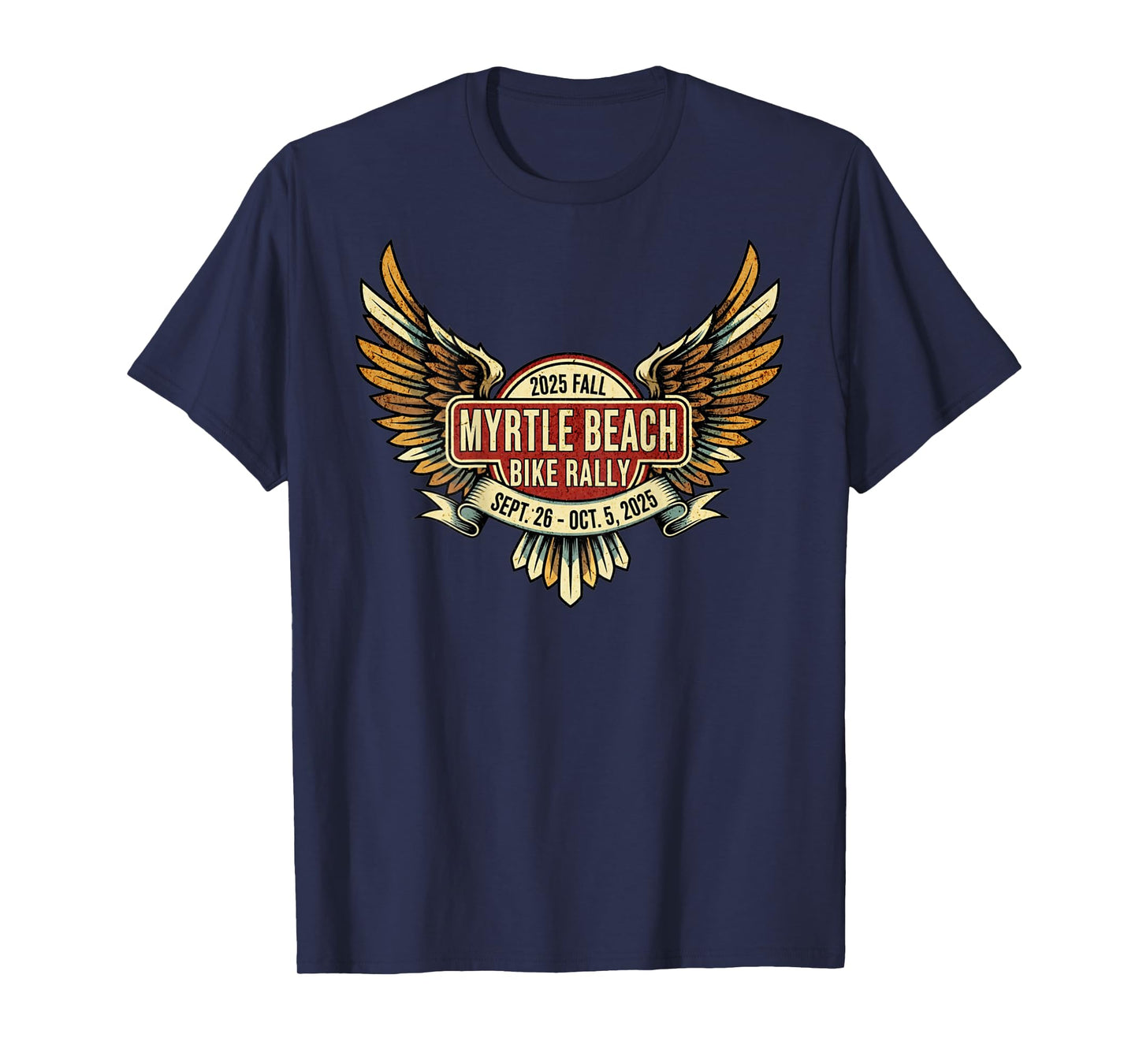 2025 Fall Myrtle Beach Bike Rally with Vintage Art ON Back T-Shirt