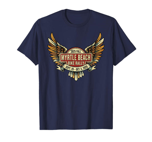 2025 Fall Myrtle Beach Bike Rally with Vintage Art ON Back T-Shirt