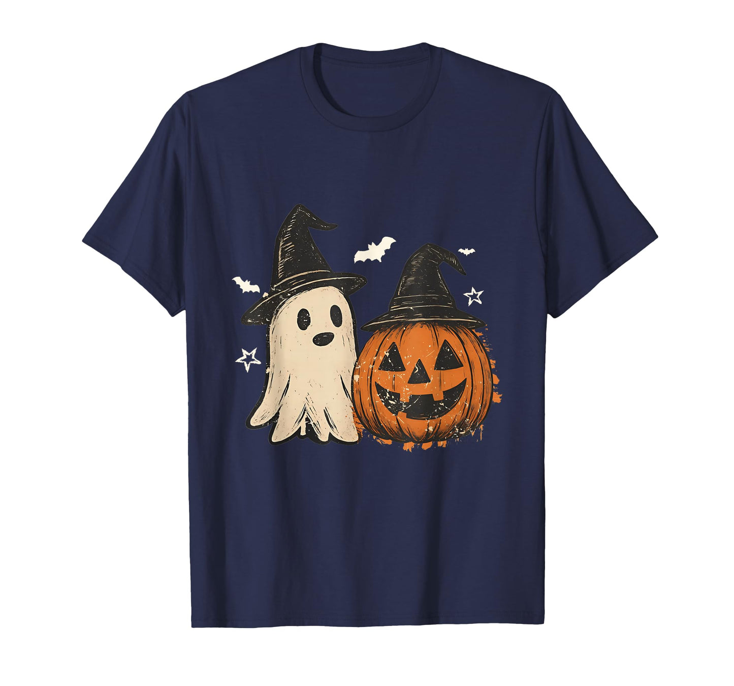Spooky Ghost Halloween Preppy Floral Pumpkin Spooky Season T-Shirt