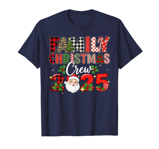 Family Christmas Crew 2025 Xmas Santa Squad Pajamas Holiday T-Shirt