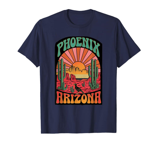 Vintage Phoenix Arizona Skyline Cityscape Retro Style T-Shirt