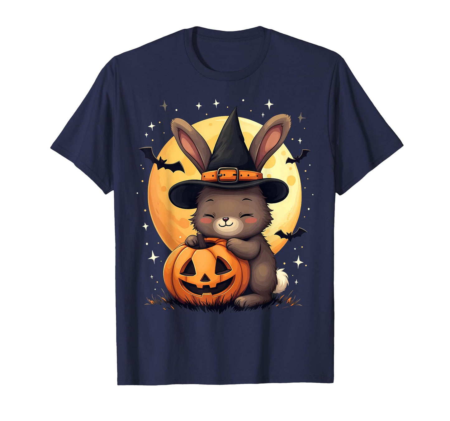 Halloween Bunny Witch Hat Pumpkin Spooky T-Shirt