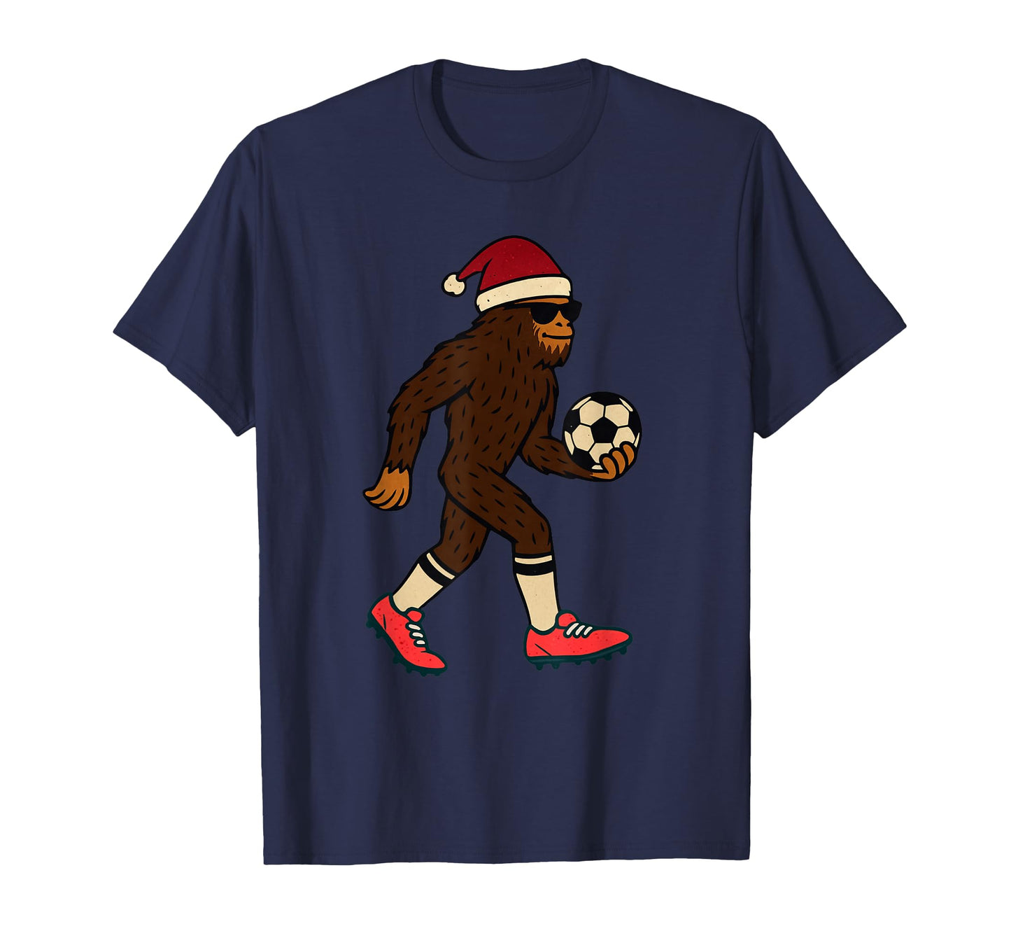 Sasquatch Playing Soccer Christmas Vintage Funny Xmas T-Shirt