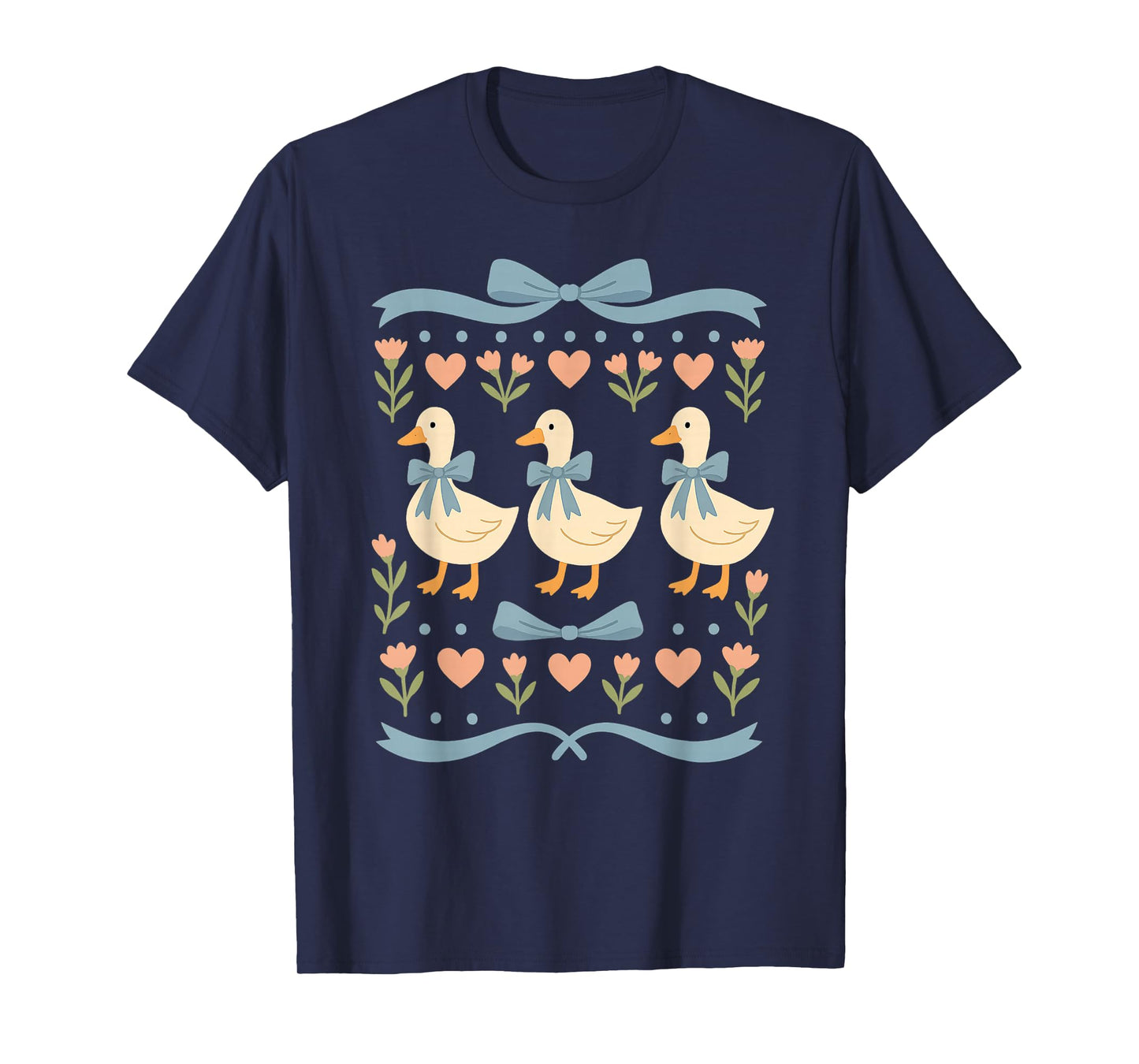 1980s Blue Ribbon Goose With Hearts - Vintage 80s Goose T-Shirt