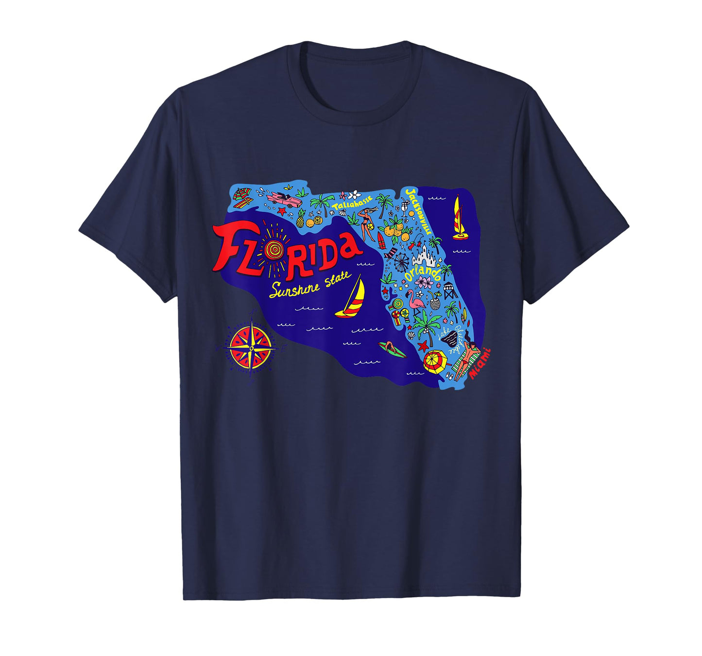 I Love Florida T Shirt, Cute Colorful Florida Graphic Map T-Shirt