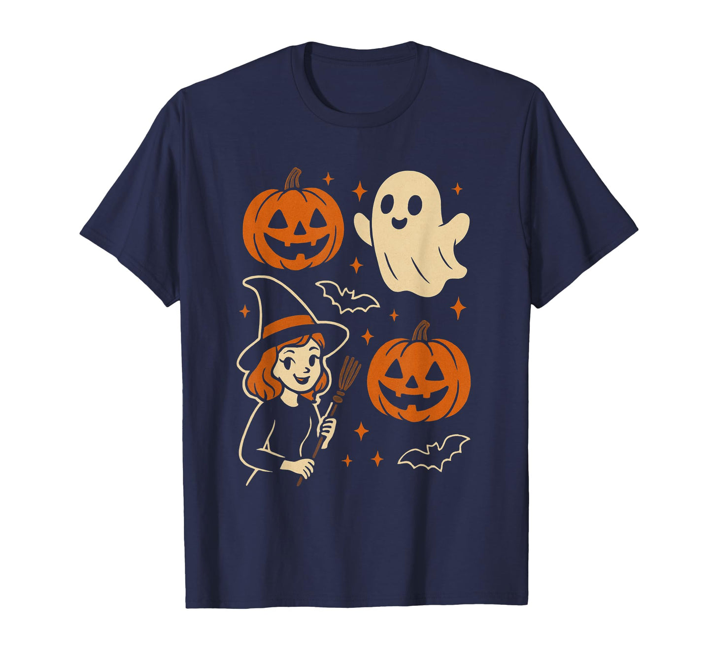 Stay Spooky Funny Pumpkin Cute Ghost Retro Witch T-Shirt