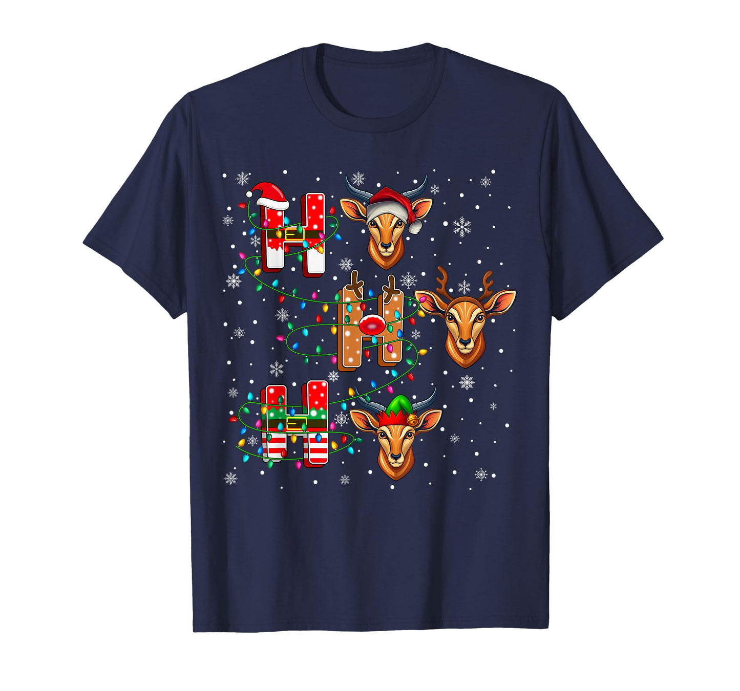 Ho Ho Ho Santa Reindeer Hat Elf Chamois Animal Christmas T-Shirt