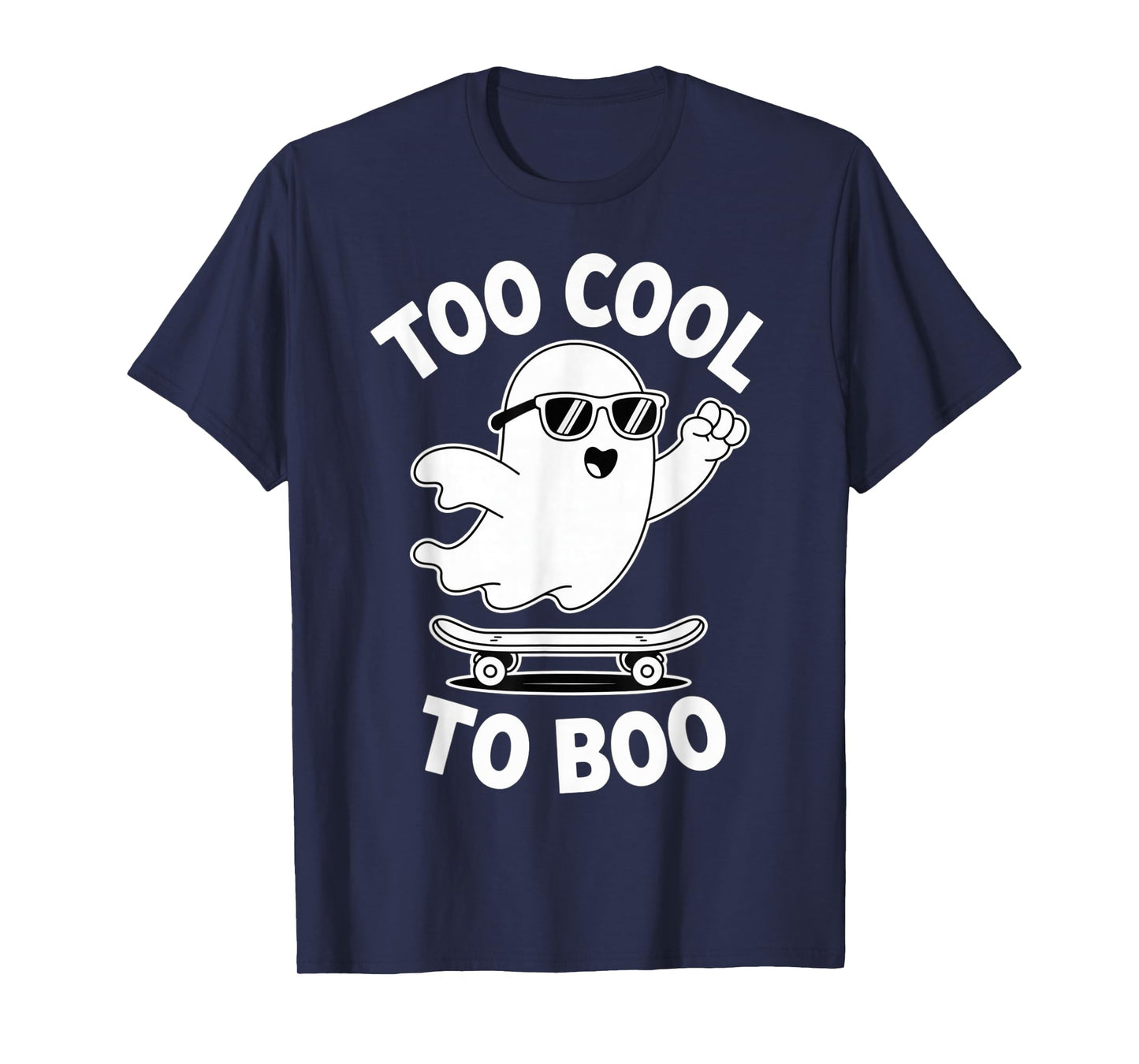 Funny Ghost On Skateboard Retro Halloween Costume Kids Boys T-Shirt