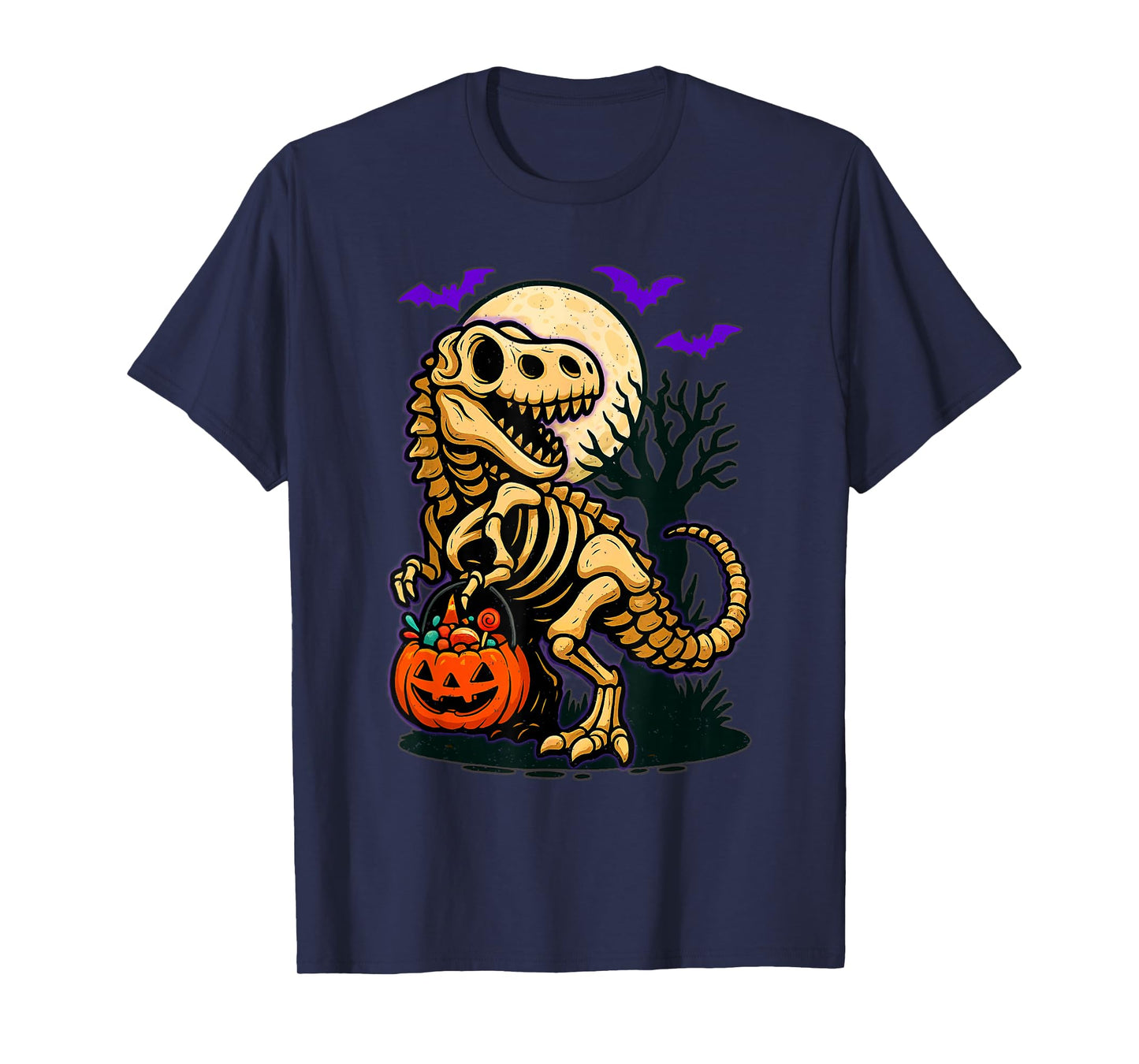 Dinosaur Skeleton Trick Or Treat Halloween T-rex Boys Girls T-Shirt