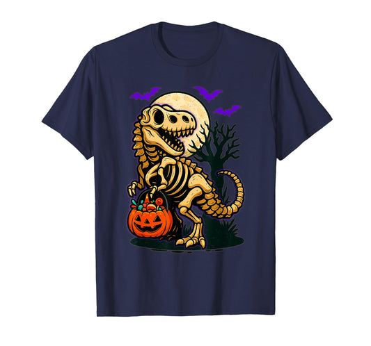 Dinosaur Skeleton Trick Or Treat Halloween T-rex Boys Girls T-Shirt