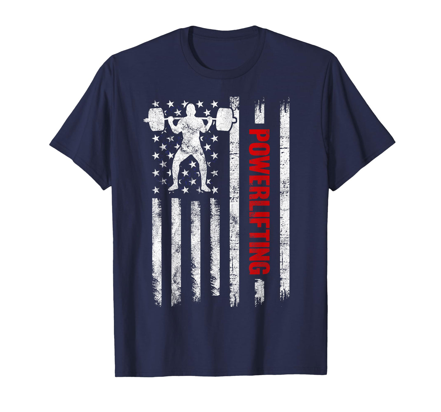 Strongman Gym Workout Powerlifting American Flag T-Shirt