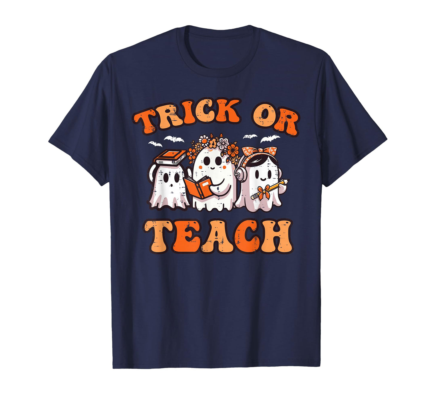 Halloween Teacher Ghosts Trick Or Teach Retro Costume Women T-Shirt
